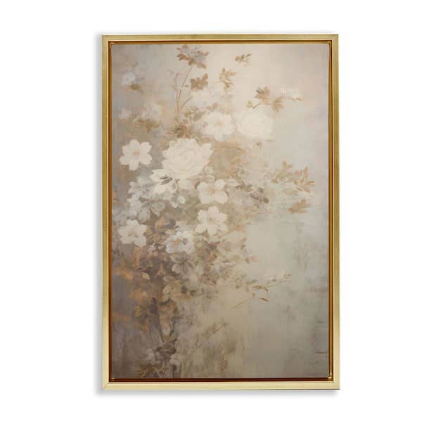 Muted Vintage Florals by LSR Creative Studio Gold Floater Frame Nature Graphic Art Print 31 in. x 21 in.