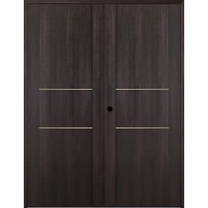 Vona 01 2H Gold 60 in. x 80 in. Right Hand Active Veralinga Oak Wood Composite Double Prehung Interior Door