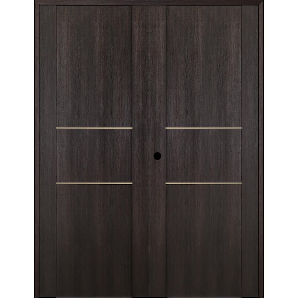 Belldinni Vona 01 2H Gold 60 in. x 80 in. Right Hand Active Veralinga Oak Wood Composite Double Prehung Interior Door