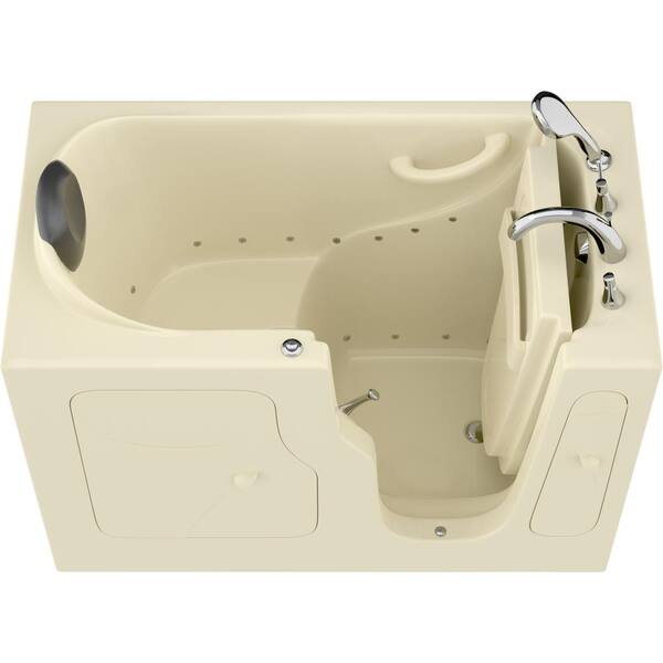 Universal Tubs Safe Premier 53 in. L x 28 in. W Right Drain Walk-in Air Bathtub in Biscuit