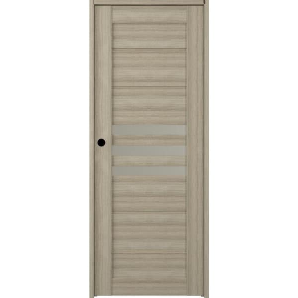 Belldinni Dome 32 in. x 80 in. Right-Hand 3-Lite Frosted Glass Solid Core Shambor Wood Composite Single Prehung Interior Door
