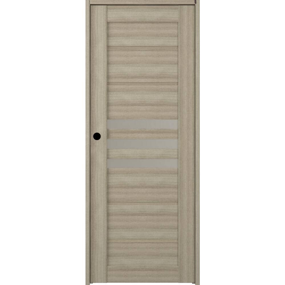 Dome 36 in. x 80 in. Right-Hand 3-Lite Frosted Glass Solid Core Shambor Wood Composite Single Prehung Interior Door price history on PriceWatchPro