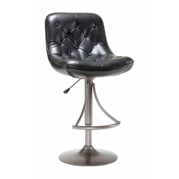 Hillsdale Furniture Aspen 24-30 in. Adjustable Bar Stool with a Black Vinyl Seat in a Oyster Grey Finish