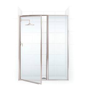 Legend 42.5 in. to 44 in. x 66 in. Framed Hinge Swing Shower Door with Inline Panel in Brushed Nickel with Clear Glass