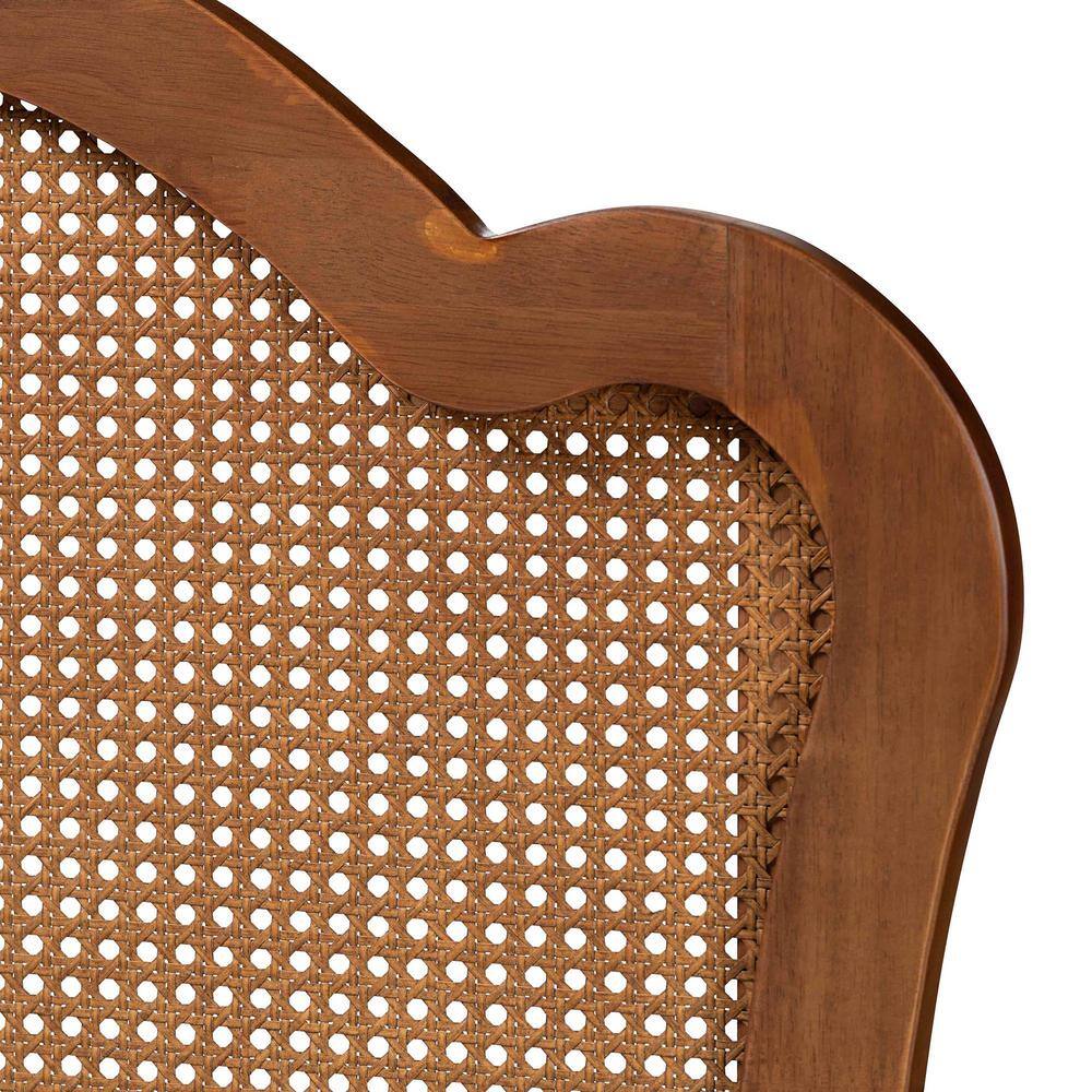 Leandra Ash Walnut Finished Wood King Size Headboard with Rattan