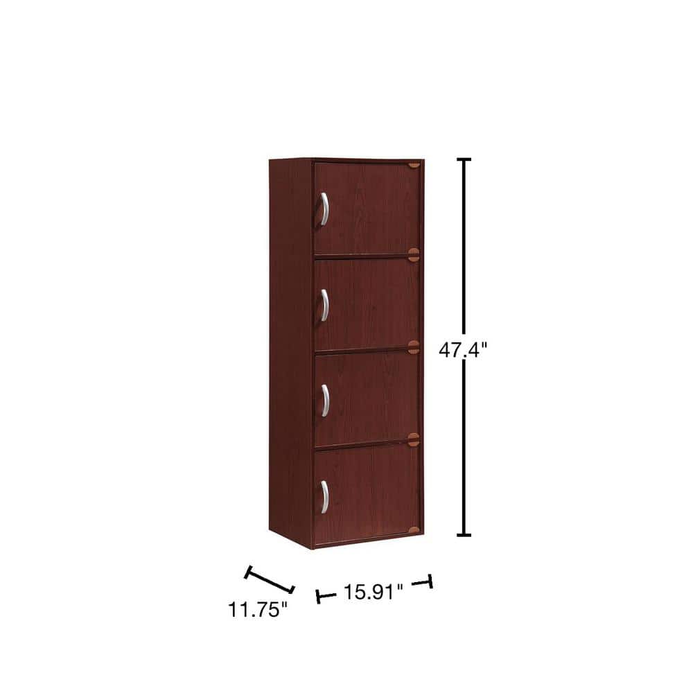 Mahogany 4-Door Multipurpose Storage Cabinet