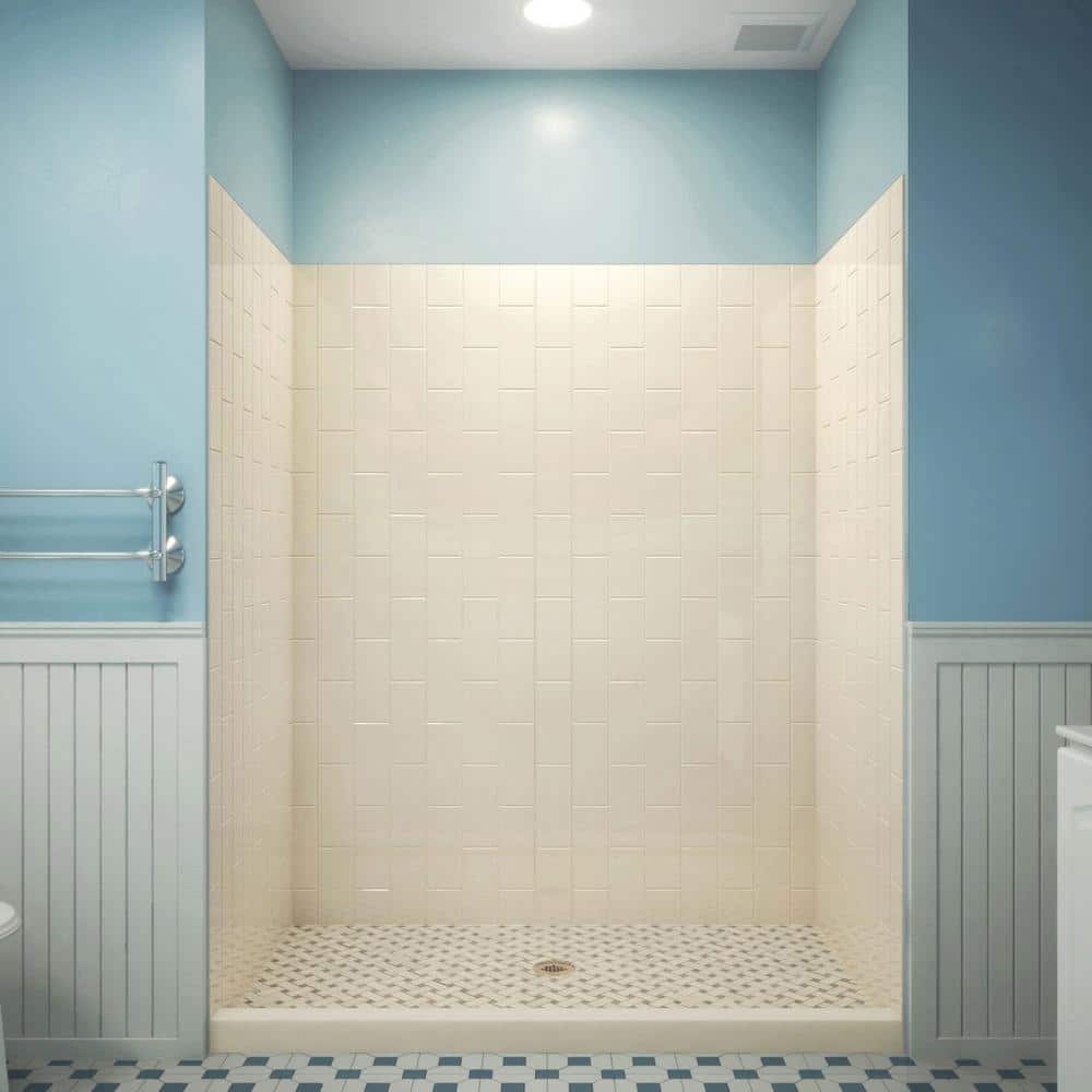 DreamLine Modern Vertical Subway 54"W x 76"H Shower Kit in Biscuit