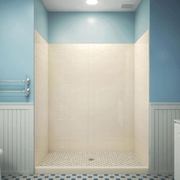 DreamLine QWALL-VS 60 in. W x 76 in. H x 41.5 in. D 4-Piece Glue-Up Acrylic Alcove Shower Backwalls in Biscuit