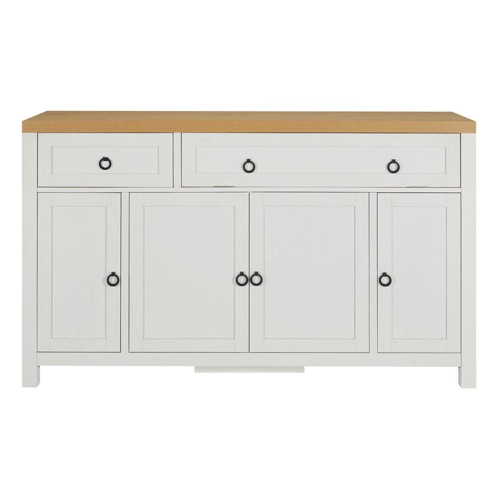 59.1 in. W x 15.7 in. D x 35.4 in. H Brown and Antique White Linen Cabinet 