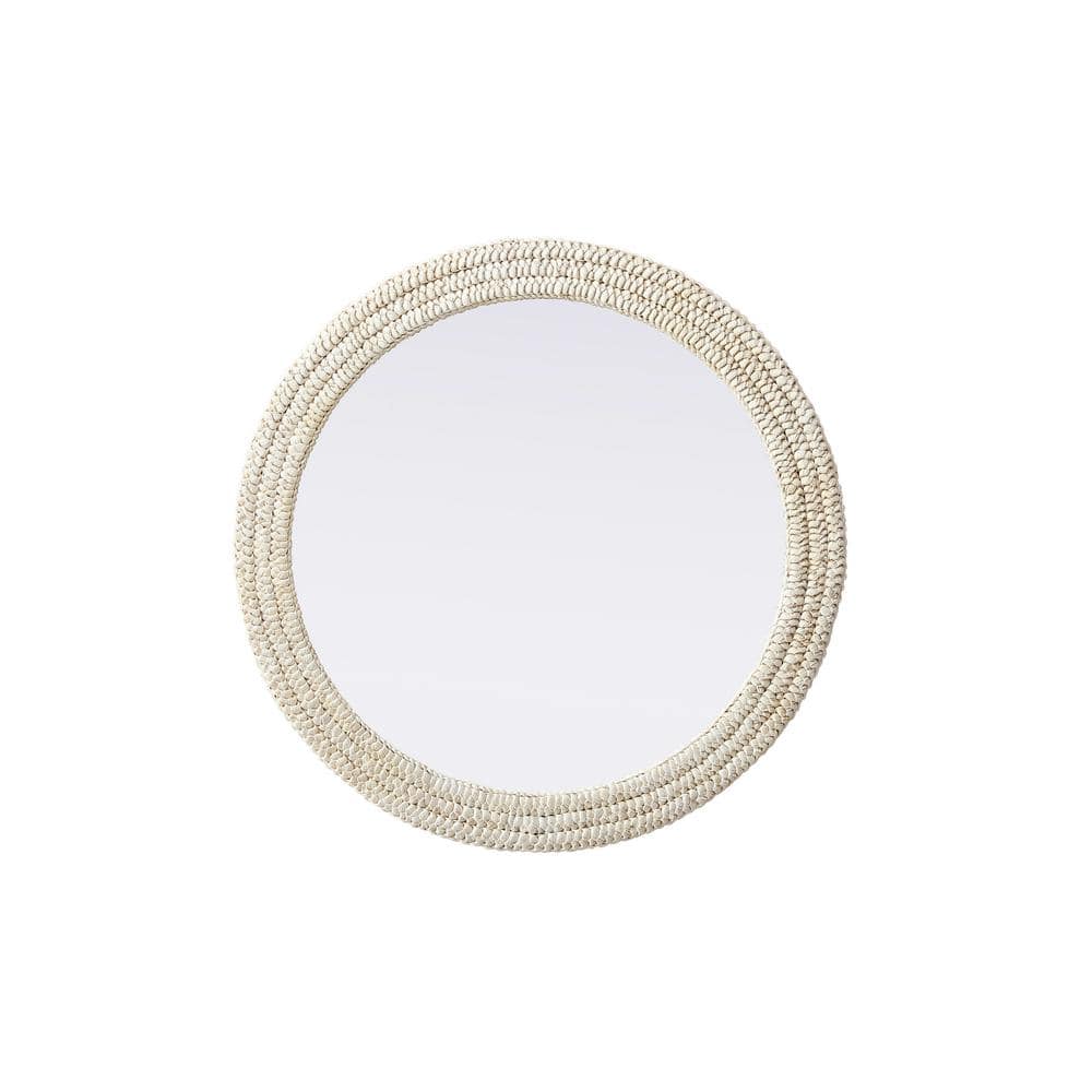 Timeless Home Linen White 36 in. W x 36 in. H Cornhusk Wall Mirror