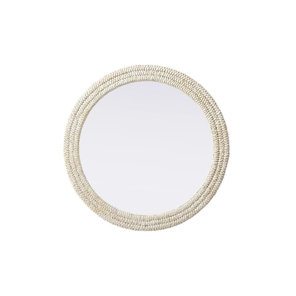 Unbranded Timeless Home Linen White 36 in. W x 36 in. H Cornhusk Wall Mirror