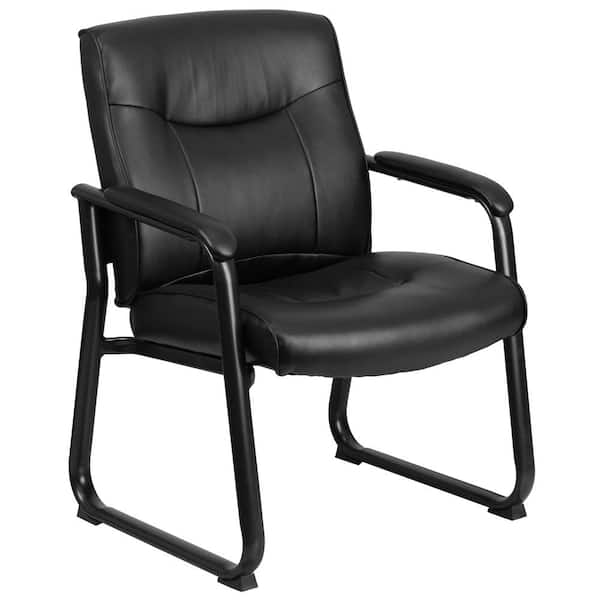 Black Hercules Series Big and Tall Leather Soft Executive Side Reception Chair, Foam Padded Ergonomic Lobby Chair