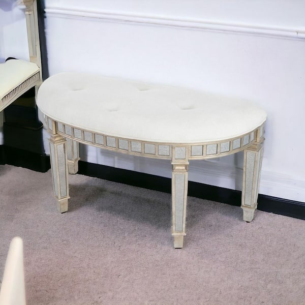 HomeRoots Bernadette Silver Bench (21 x 38 x 16)