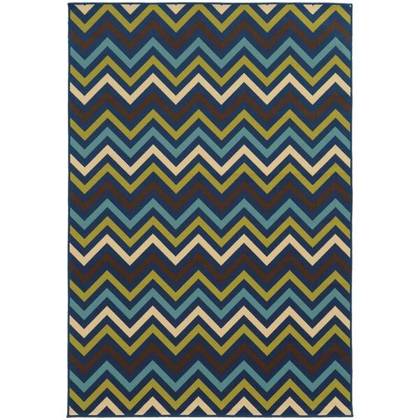 Home Decorators Collection Breakwater Navy 7 ft. x 10 ft. Indoor/Outdoor Patio Area Rug