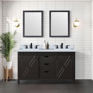 Marsyas 60 in W x 22 in D Brown Double Bath Vanity and 24 in Mirrors