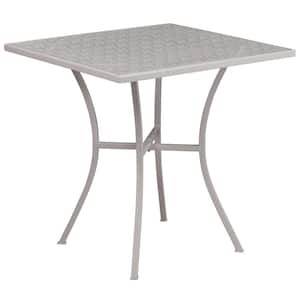 Light Gray Square Metal Outdoor Bistro Table