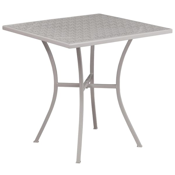 Carnegy Avenue Light Gray Square Metal Outdoor Bistro Table