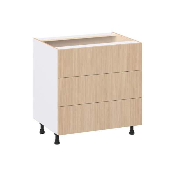 Timberline Mojavi Oak Slab Assembled Base Kitchen Cabinet with Three 10"-Drawers (33 in. W x 34.5 in. H x 24 in. D)
