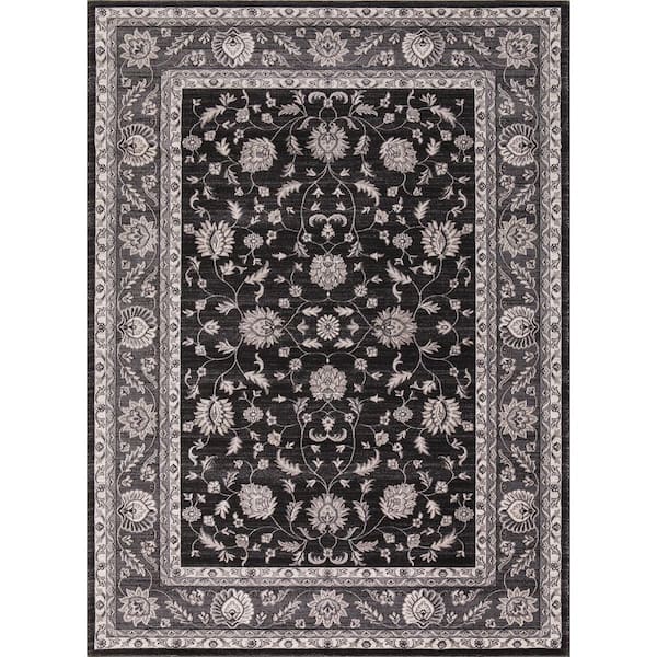 Concord Global Trading Kashan Mahal Anthracite 3 ft. x 5 ft. Area Rug