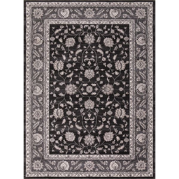 Concord Global Trading Kashan Mahal Anthracite 5 ft. x 7 ft. Area Rug