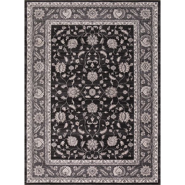 Concord Global Trading Kashan Collection Mahal Anthracite Rectangle Indoor 9 ft. 3 in. x 12 ft. 6 in. Area Rug