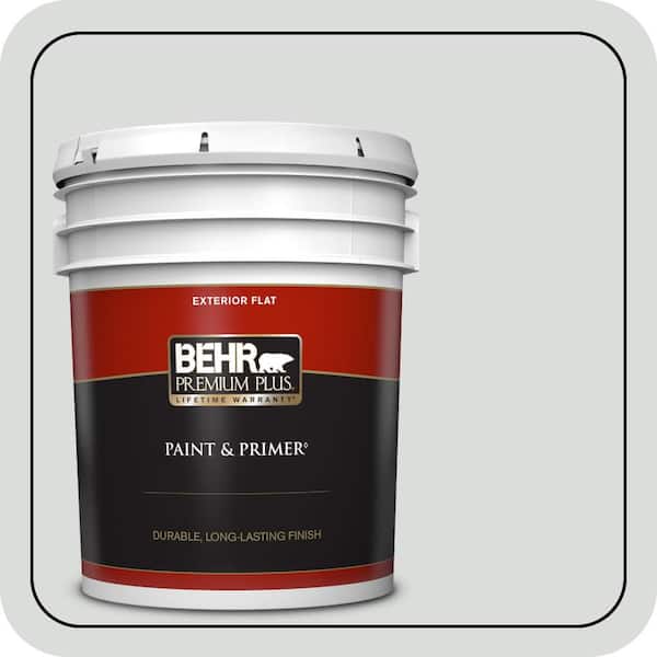 BEHR PREMIUM PLUS 5 gal. #N500-1 Shiny Luster Flat Exterior Paint & Primer