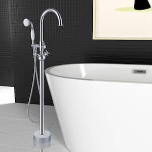 2-Handle Freestanding Tub Faucet with Hand Shower Head in Chrome