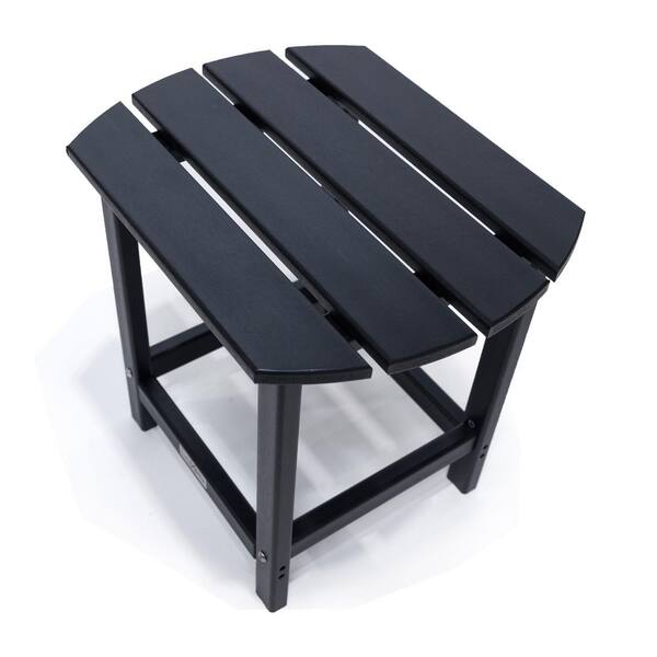 LuXeo Corona Black Oval Plastic Outdoor Side Table