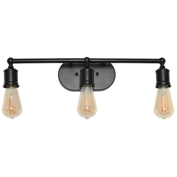 Lalia Home Studio Loft 4.5 in. 3-Light Matte Black Industrial Metal Vanity Light