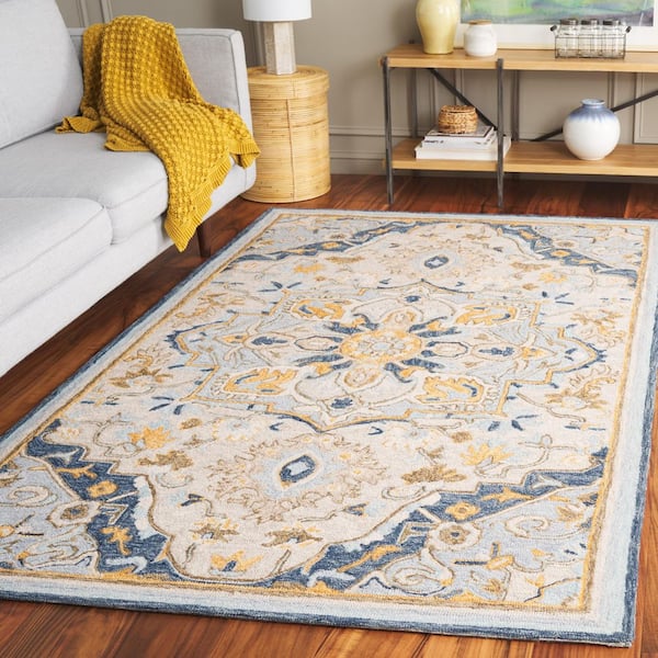 Metro 6 ft. x 9 ft. Beige/Gray Floral Medallion Ornate Area Rug