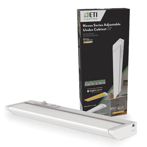 ETI LIGHTING NEXUS 12 in. Plug-in Adjustable Lens Night Light Mode White Integrated LED Linkable Under Cabinet Light Selectable CCT