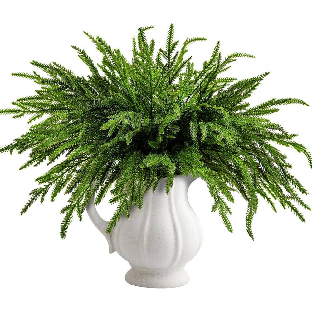 19 in. Green Christmas Norfolk Pine Branches Stem (10-Pieces)