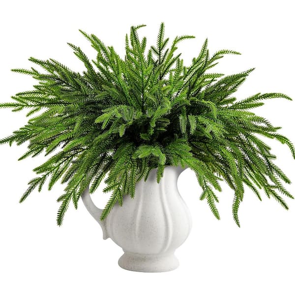 19 in. Green Christmas Norfolk Pine Branches Stem (10-Pieces)
