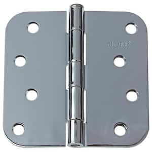 4 in. Polished Chrome Steel Door Hinge 5/8 in. Corner Radius with Screws (12-Pack)