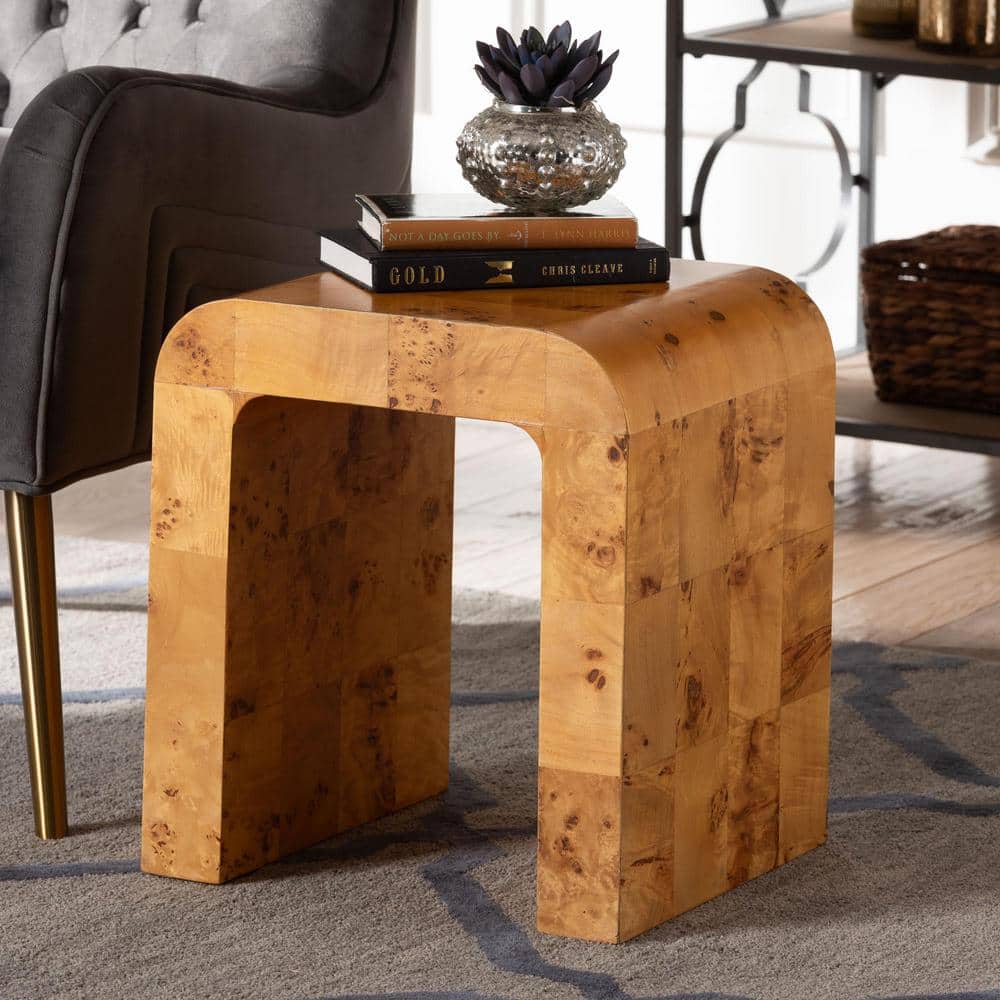 Revelle Light Mappa Burl Wood Rectangular End Table