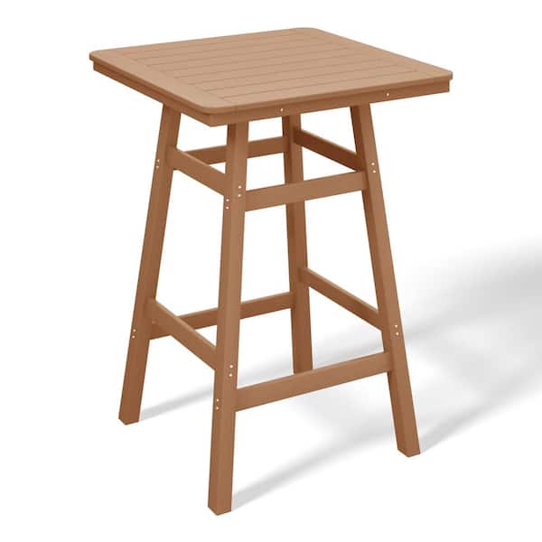 WESTIN OUTDOOR Laguna 30 in. Square HDPE Plastic All Weather Outdoor Patio Bar Height High Top Pub Table in Teak
