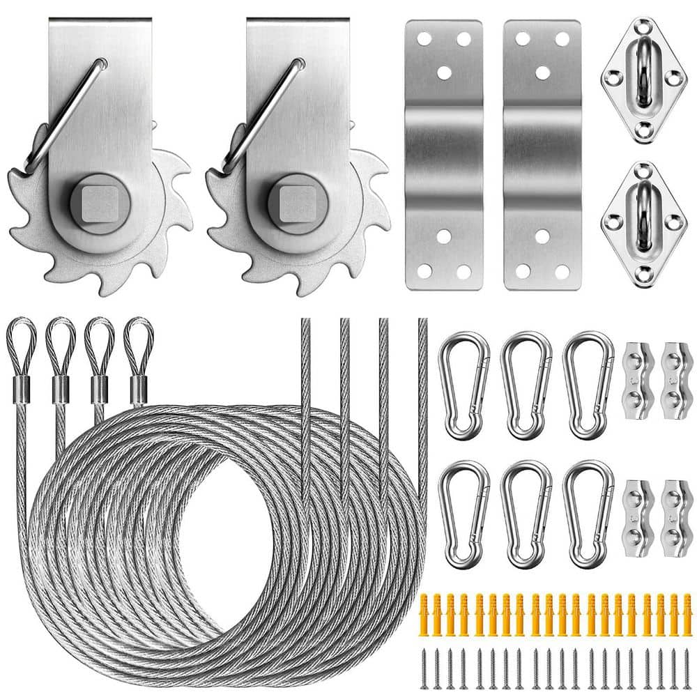 MOEPISY 60-Piece Stainless Steel Shade Sail Hardware Winch Kit for ...