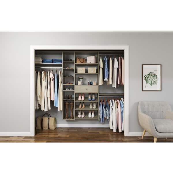 84 in. W - 108 in. W Rustic Grey Wood Closet System