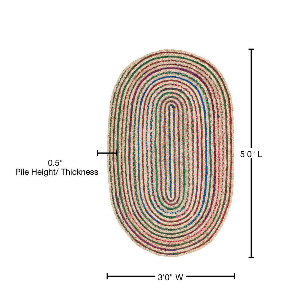 Cape Cod Multicolor Oval Flat Woven Jute Rug
