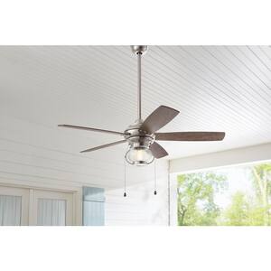 Raina 52 in. LED Outdoor Brushed Nickel Ceiling Fan with Light