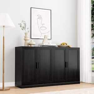 Solid Wood Black 36 in. H Storage Cabinet with Adjustable Shelves