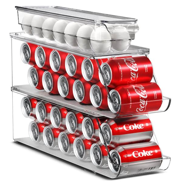 Sorbus Soda Can Organizer for Refrigerator and Egg Holder for Fridge Set - Clear
