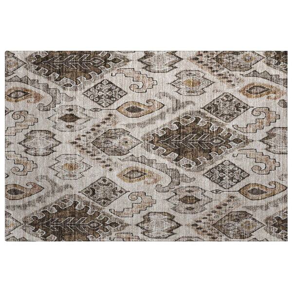 Dream Shag Premium Machine Washable Abstract ADS775 Brown 3 ft. x 4 ft. Area Rug