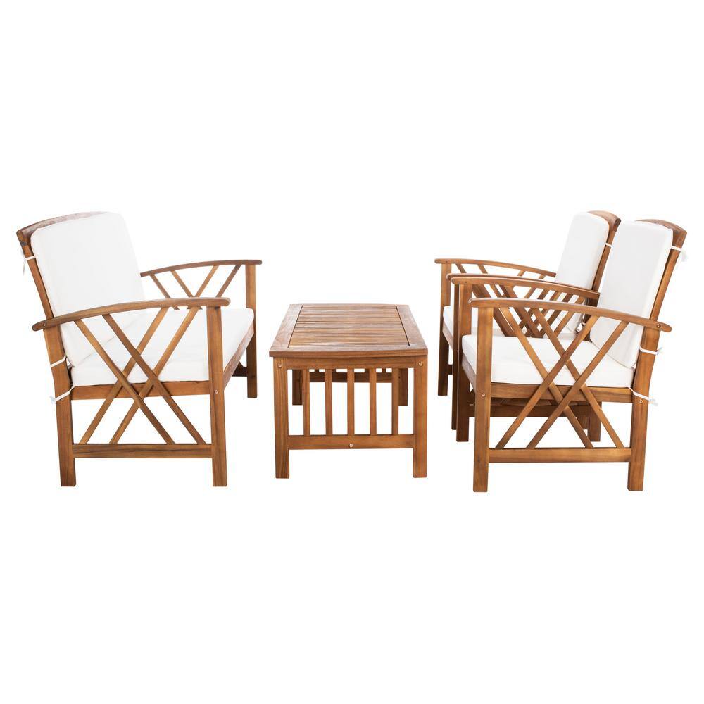 Fontana Brown Acacia 4-Piece Outdoor Conversation Set