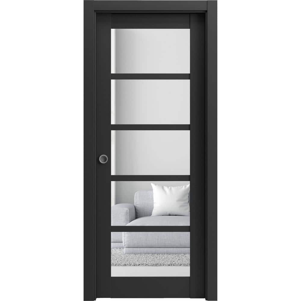 42 in. x 80 in. 1 Panel Black Matte Finished MDF Sliding Door with Hardware price history on PriceWatchPro