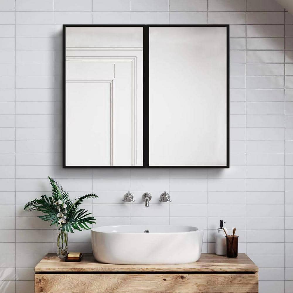 30 in. W x 26 in. H Rectangular Metal Wall Mount or Recessed Medicine Cabin