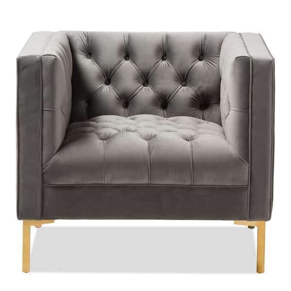 Baxton Studio Zanetta Gray Fabric Upholstered Lounge Chair