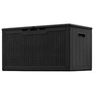 100 Gal. Fusion Style Deck Box Black Outdoor Resin Storage Box
