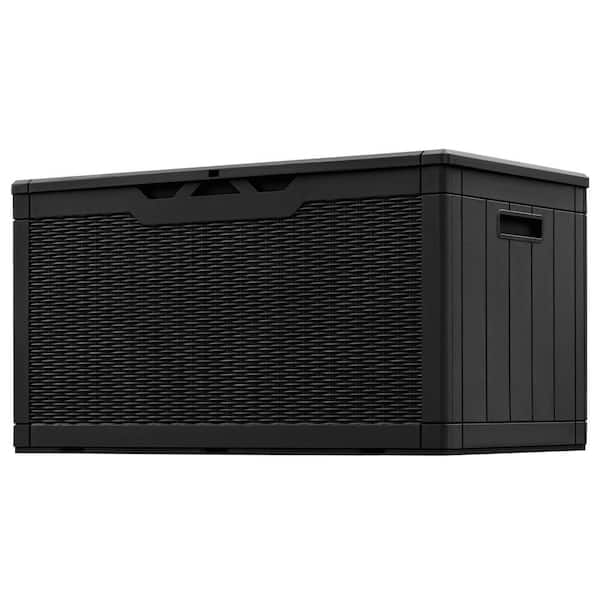 Tozey 100 Gal. Fusion Style Deck Box Black Outdoor Resin Storage Box
