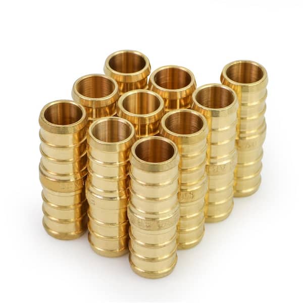 The Plumber's Choice 1/2 in. Brass PEX x PEX Straight Coupling Barb Pipe Fitting (10-Pack)